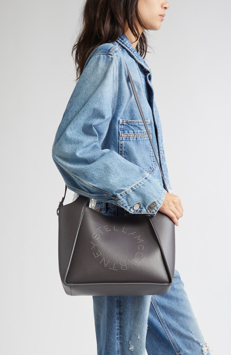 Stella McCartney Perforated Logo Faux Leather Crossbody Tote, Alternate, color,