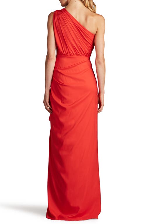 Tadashi Shoji One-shoulder Side Ruffle Gown