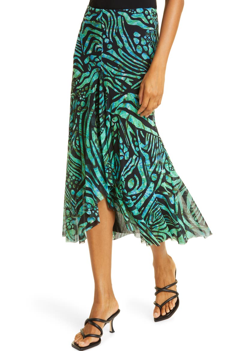 Gonna Lunga Mesh Skirt, Alternate, color, BILIARDO