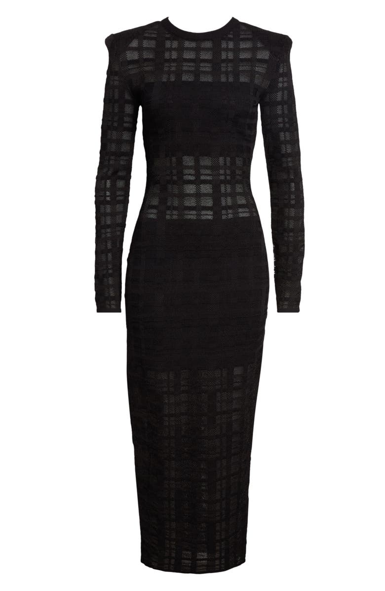 Balmain Tartan Tattoo Long Sleeve Sweater Dress, Alternate, color, 0Pa Black