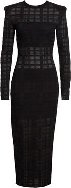 Balmain Tartan Tattoo Long Sleeve Sweater Dress