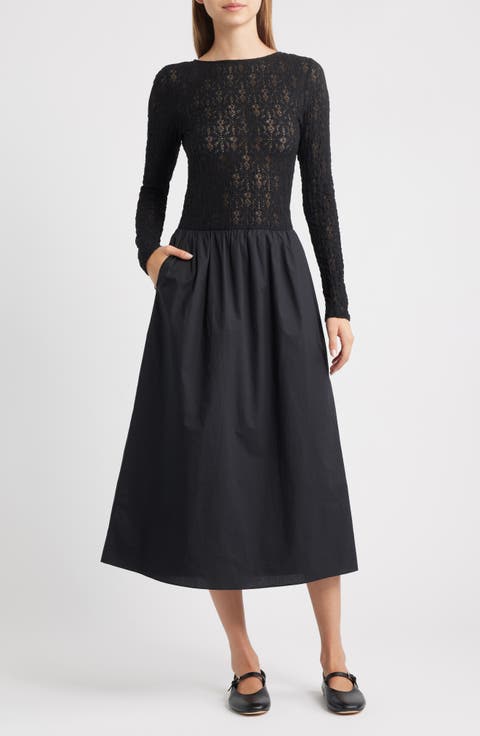 Amberly Lace Bodice Flared Maxi Dress