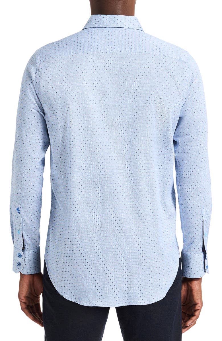 Robert Graham Clayton Geo Print Stretch Cotton Button-Up Shirt, Alternate, color, Blue
