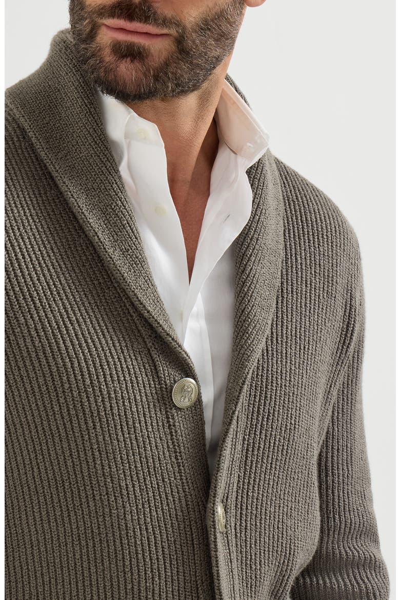 Malfilé cotton English rib cardigan, Alternate, color, Military