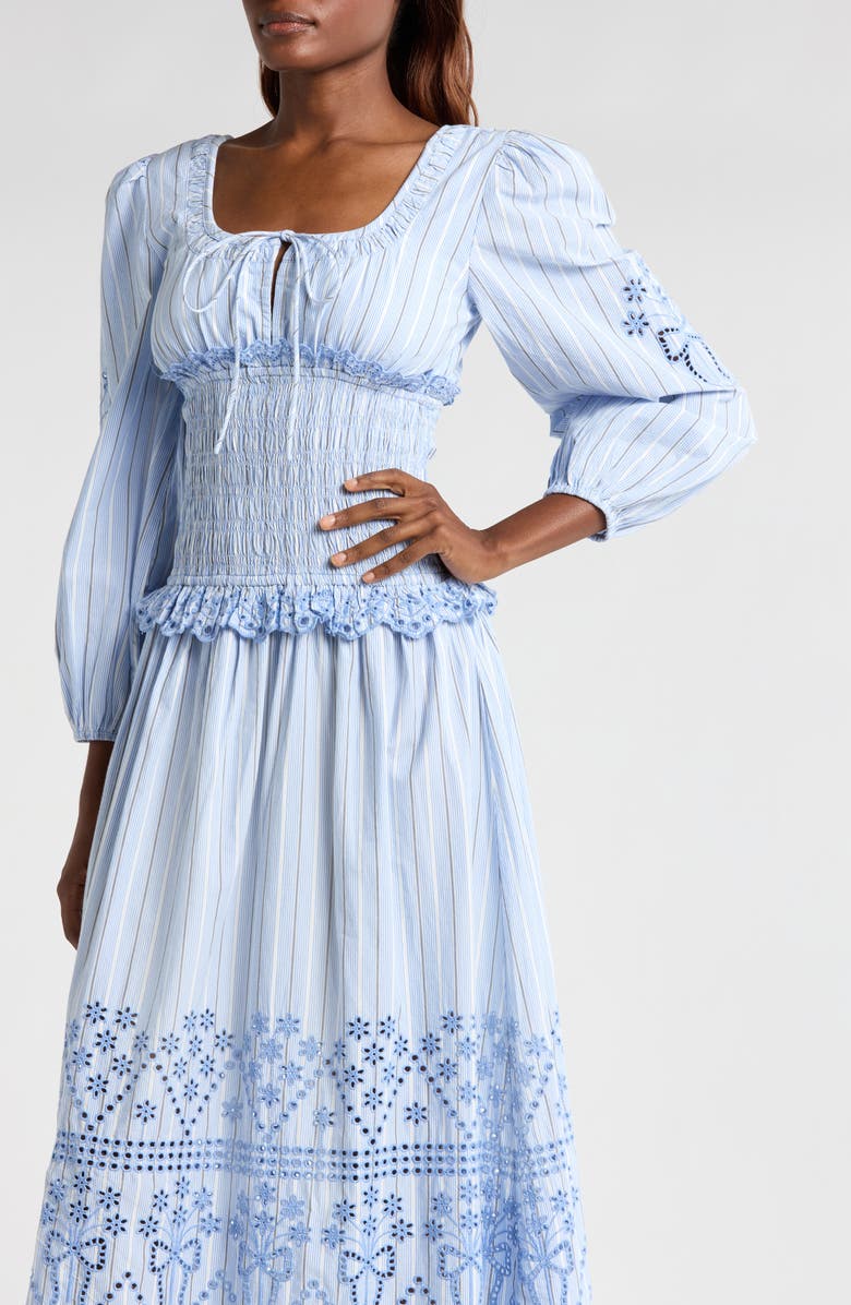 Damson Madder Nola Eyelet Long Sleeve Organic Cotton Maxi Dress, Alternate, color,