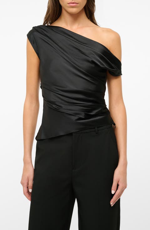 Phare One-Shoulder Stretch Silk Top