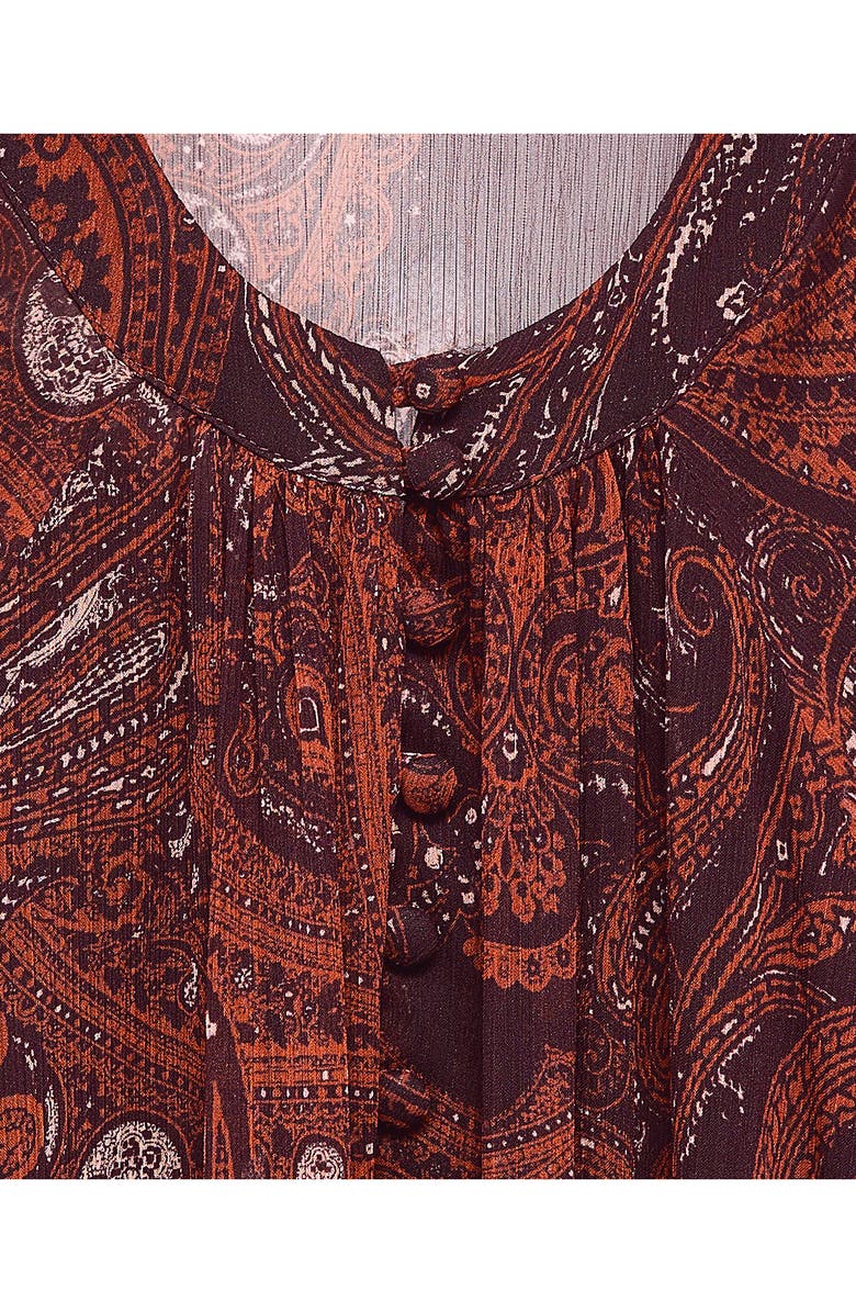 MANGO Paisley Print Long Sleeve Maxi Dress, Alternate, color, Russet
