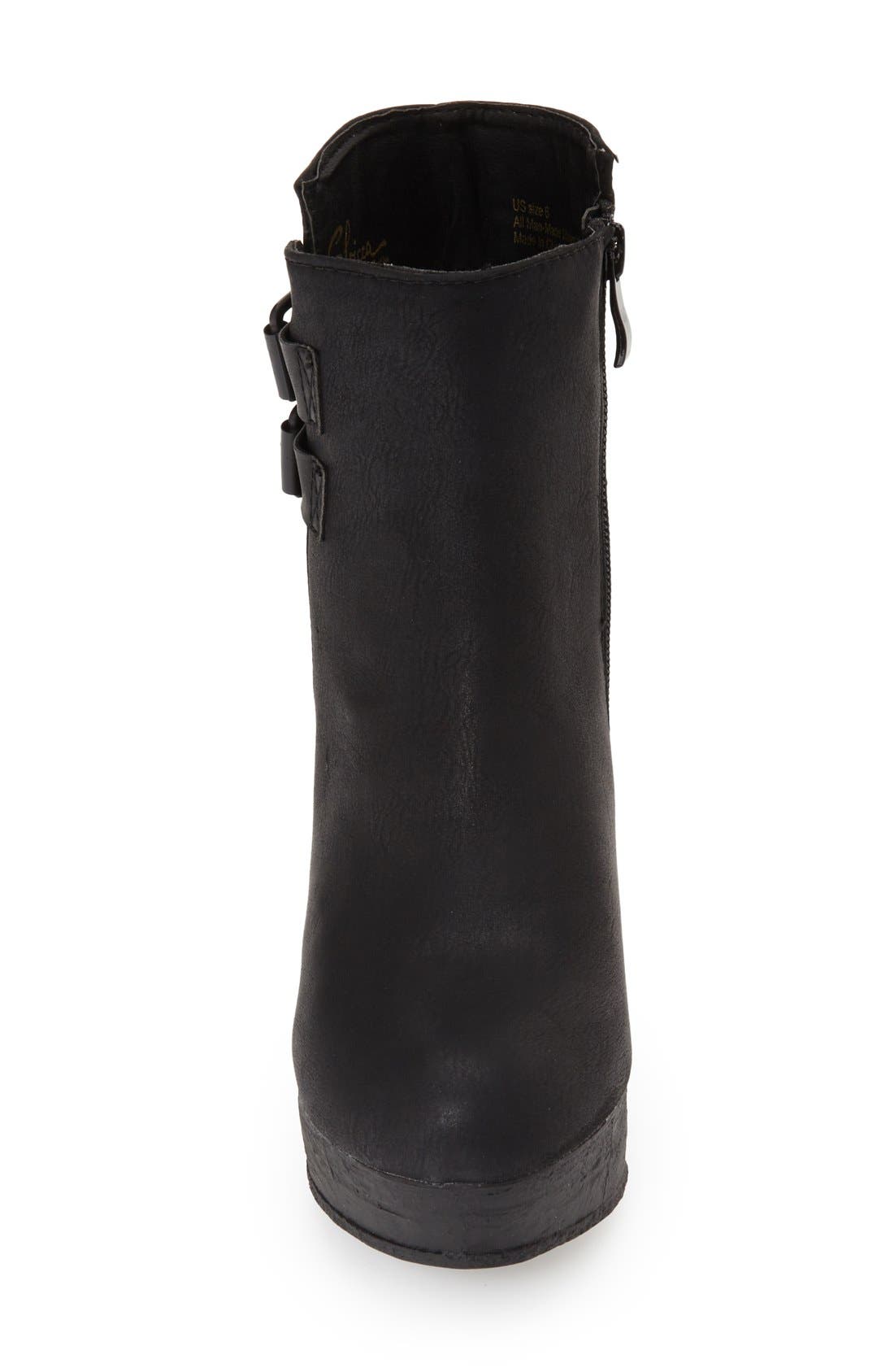 'Woodway' Wedge Bootie, Alternate, color, BLACK FAUX LEATHER