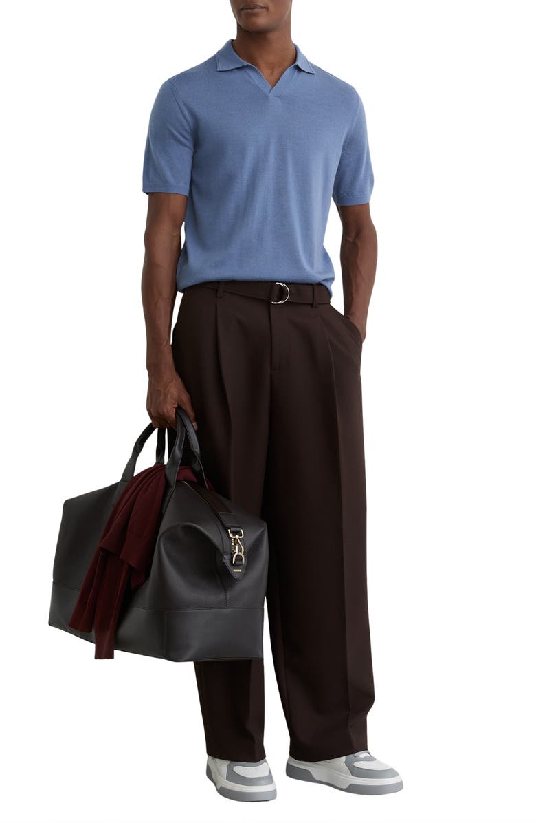 Reiss Duchie Short Sleeve Wool Polo Sweater, Alternate, color, Nordic Blue