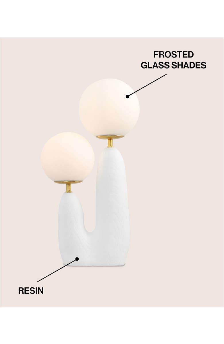 JONATHAN Y Oda 17.75" 2-Light Modern Bohemian Resin/Iron/Frosted Glass Danish Cactus LED Table Lamp, Alternate, color, White/Brass Gold