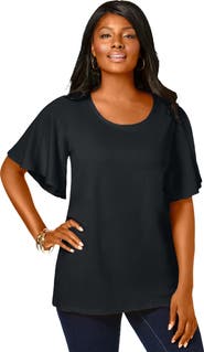 Jessica London Stretch Knit Flutter Sleeve Tunic