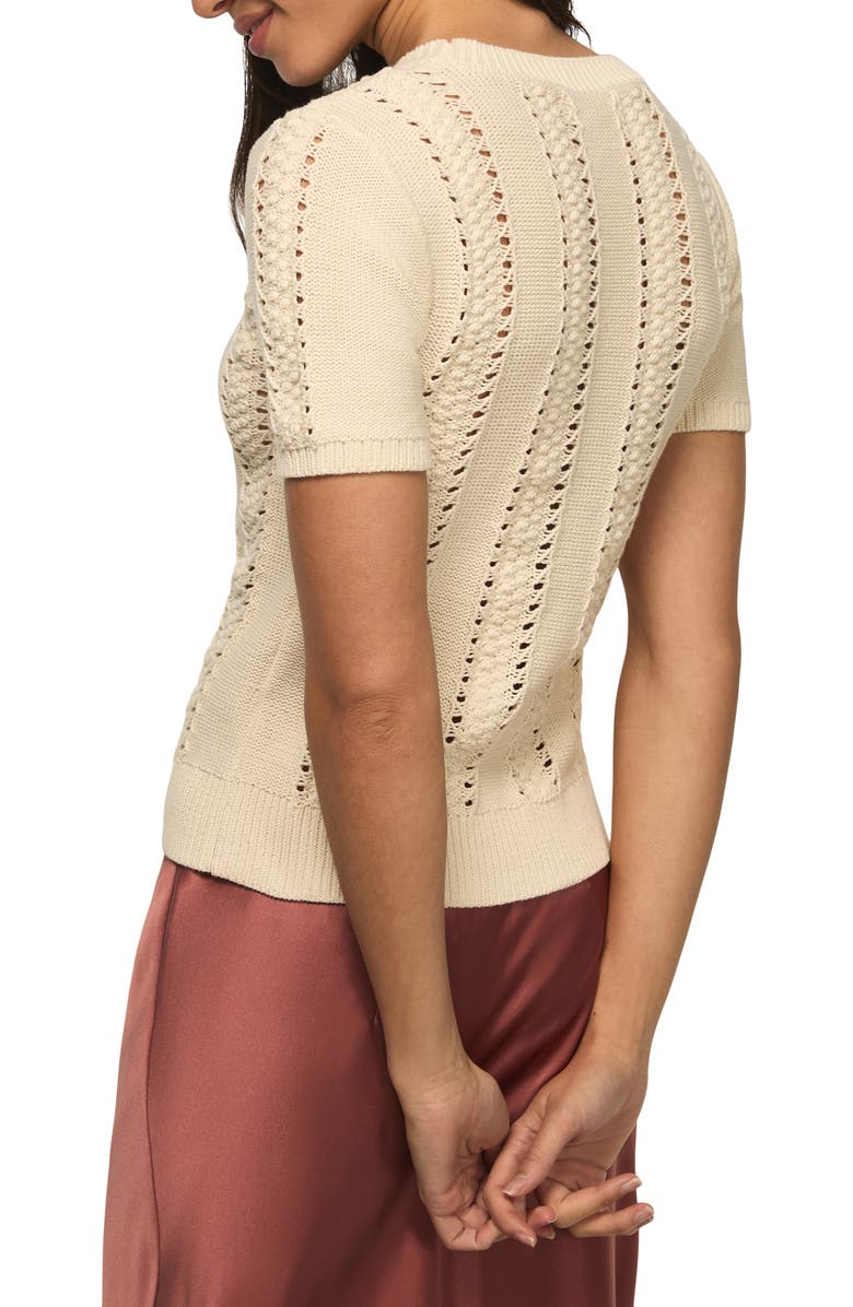 Lucky Brand Pointelle Short Sleeve Sweater, Alternate, color,