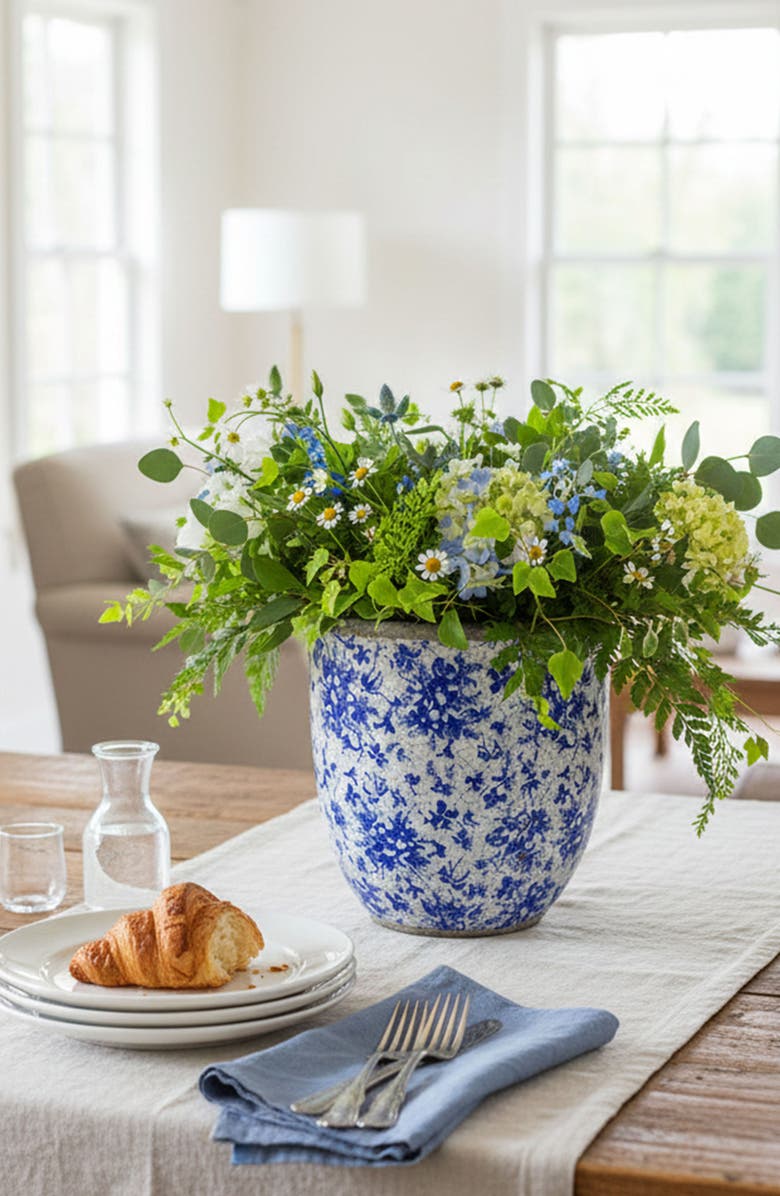 A & B Home Lilibeth Tall Planter, Alternate, color, Blue