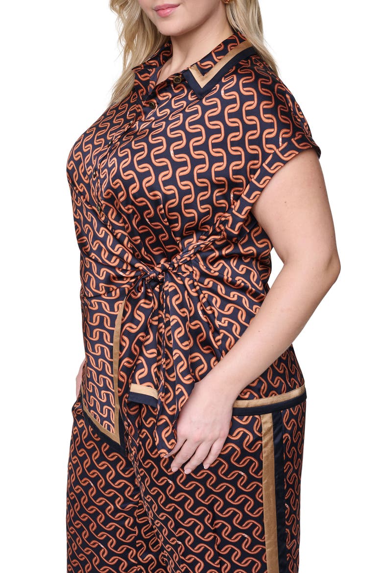 Tie Waist Satin Top, Alternate, color, MIDNIGHT NAVY/ SIENNA