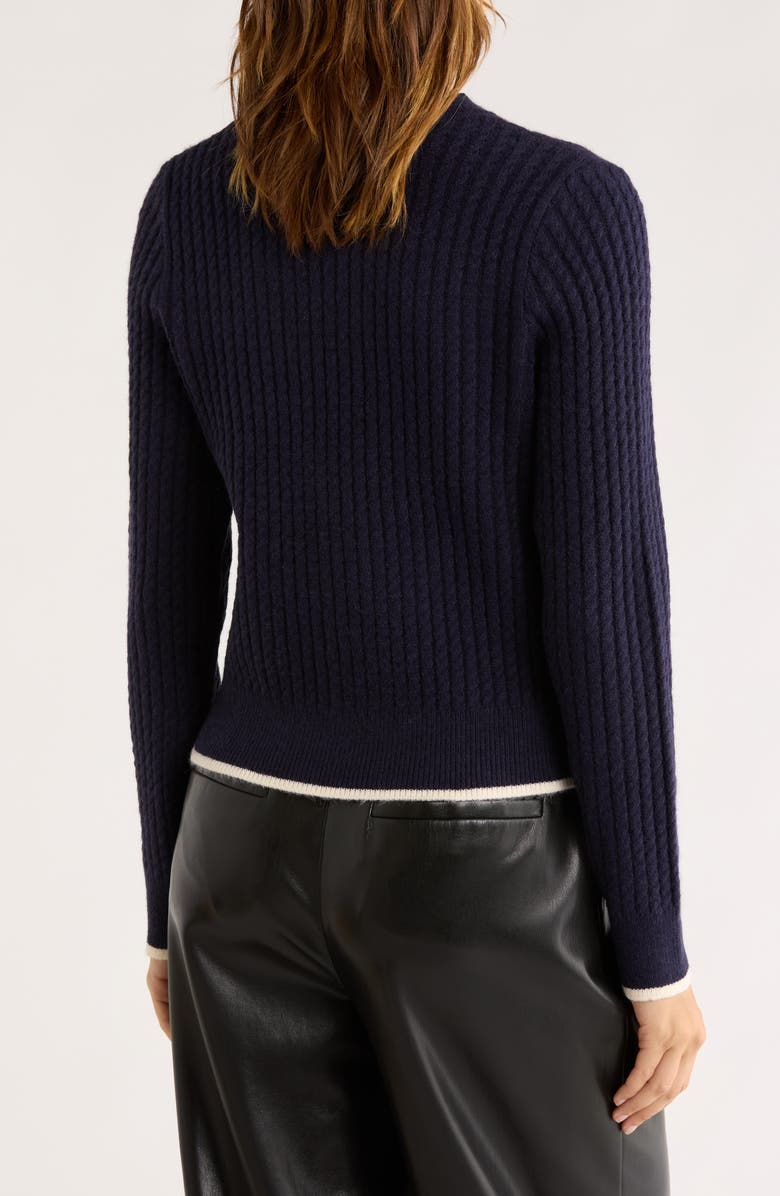 Elodie Mini Cable Knit Crop Sweater, Alternate, color, Navy