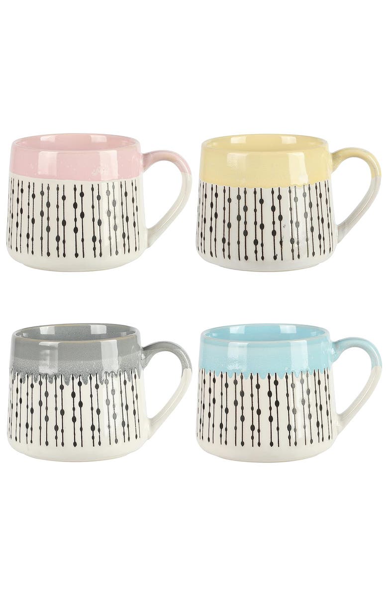 Gibson Home Morning Mist 4 Piece 15 Ounce Stoneware Belly Mug Set, Main, color, White