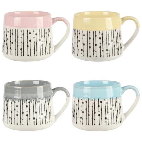 Morning Mist 4 Piece 15 Ounce Stoneware Belly Mug Set