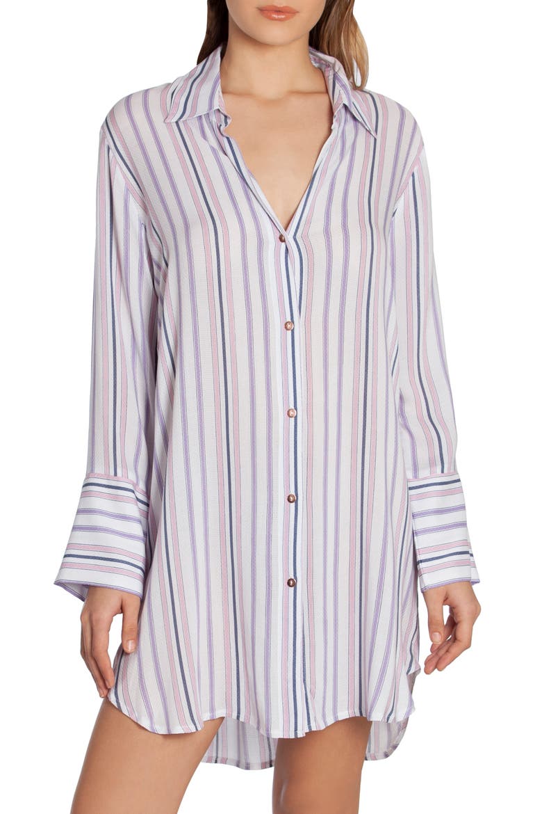 Stripe Sleep Shirt, Main, color, IVORY/ NEIKO