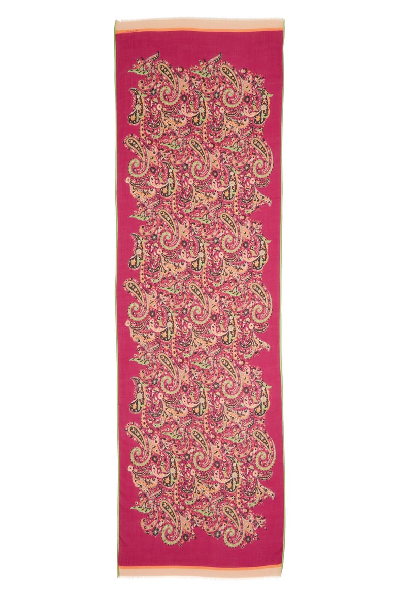 Paisley Wool & Silk Scarf, Alternate, color, PURPLE