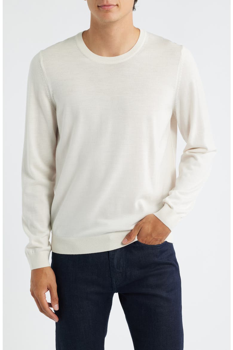 Leno Virgin Wool Crewneck Sweater, Main, color, OPEN WHITE