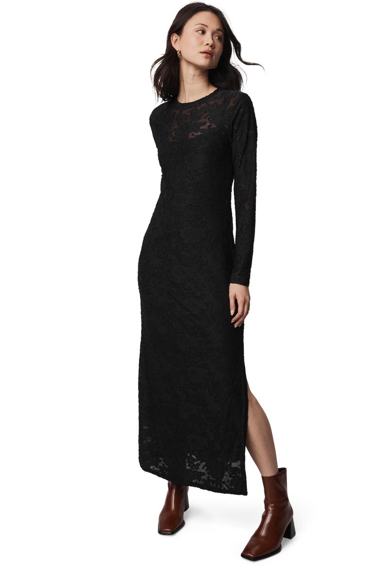 Cecelia Floral Long Sleeve Maxi Dress, Alternate, color, BLACK