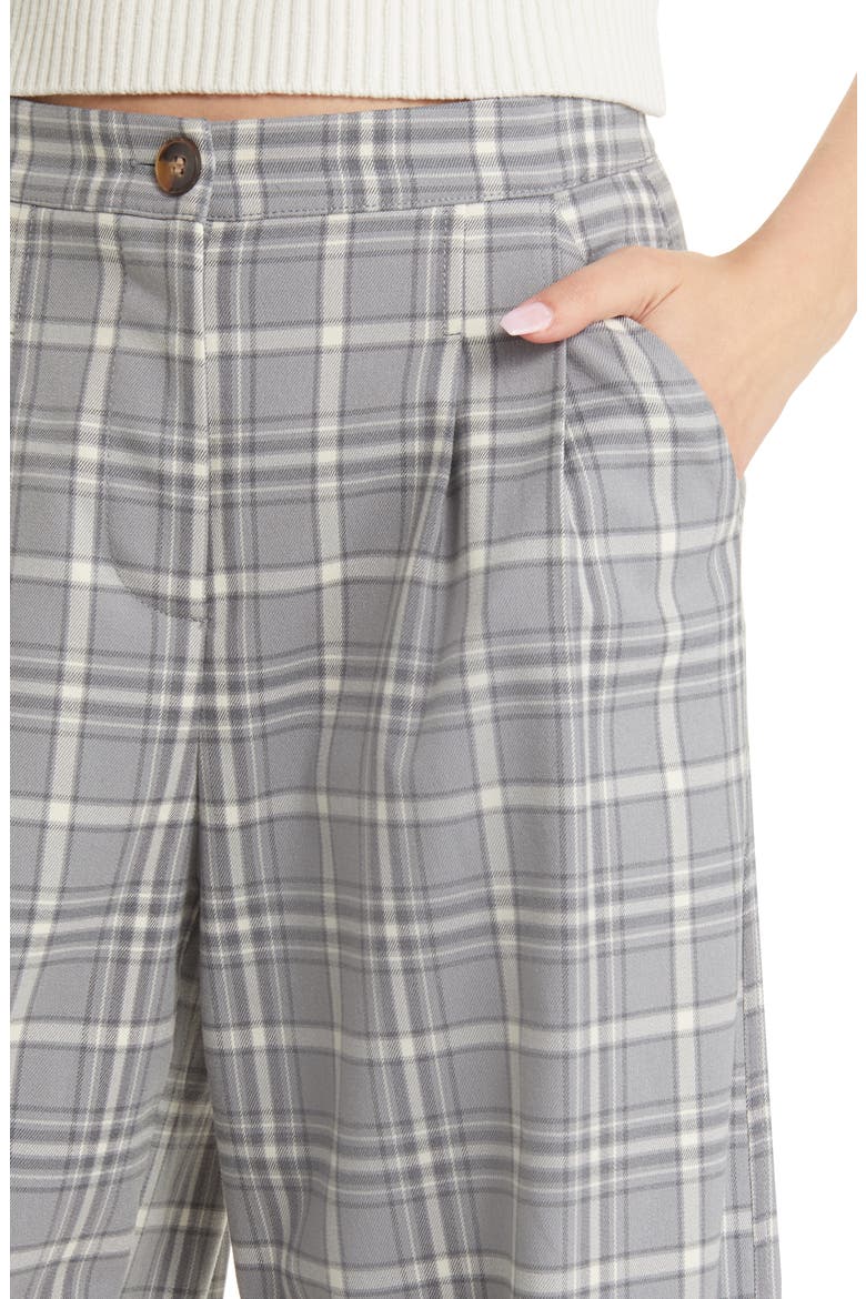Double Pleat Wide Leg Pants, Alternate, color, GREY AVERY PLAID