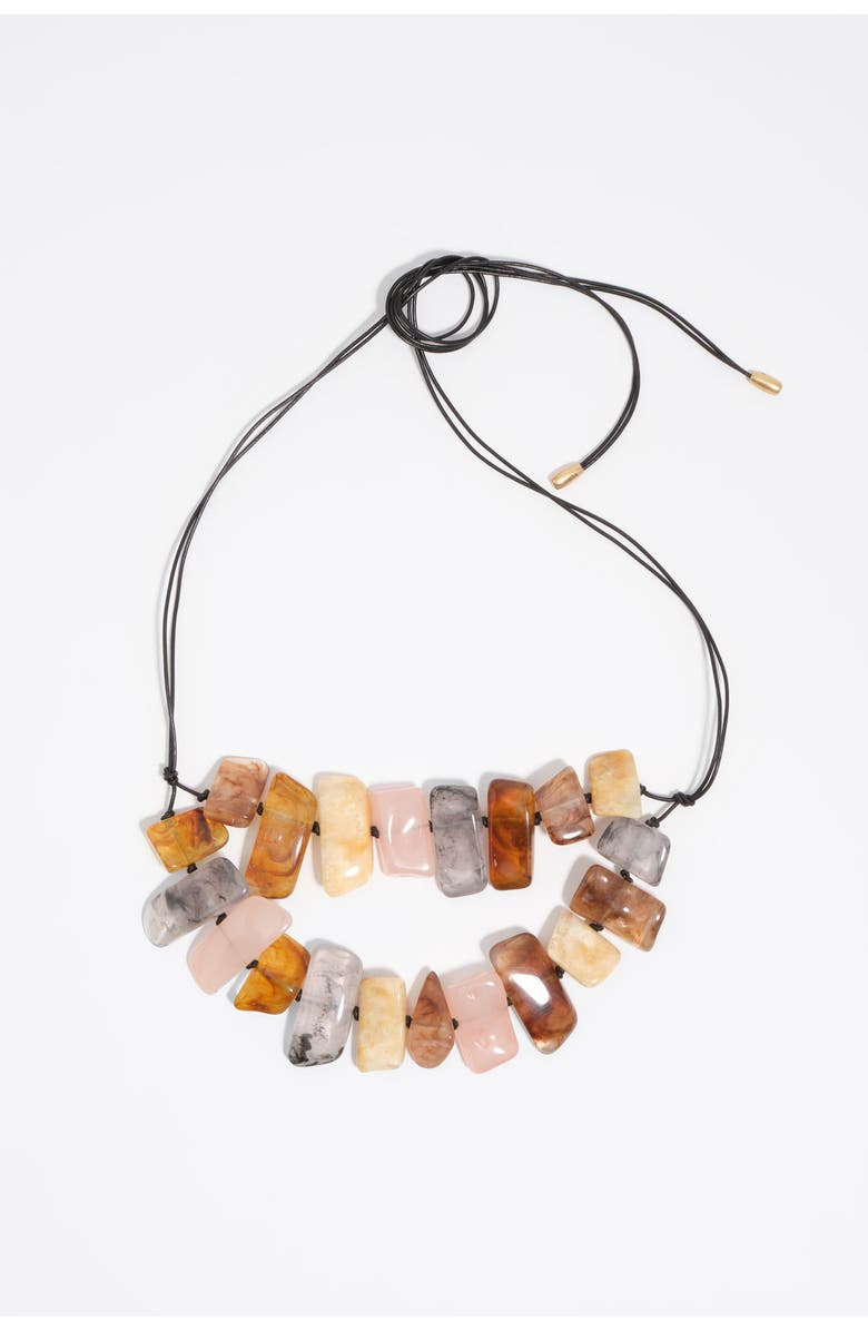 Bimba y Lola Resin Tie Necklace, Main, color, Pale Pink