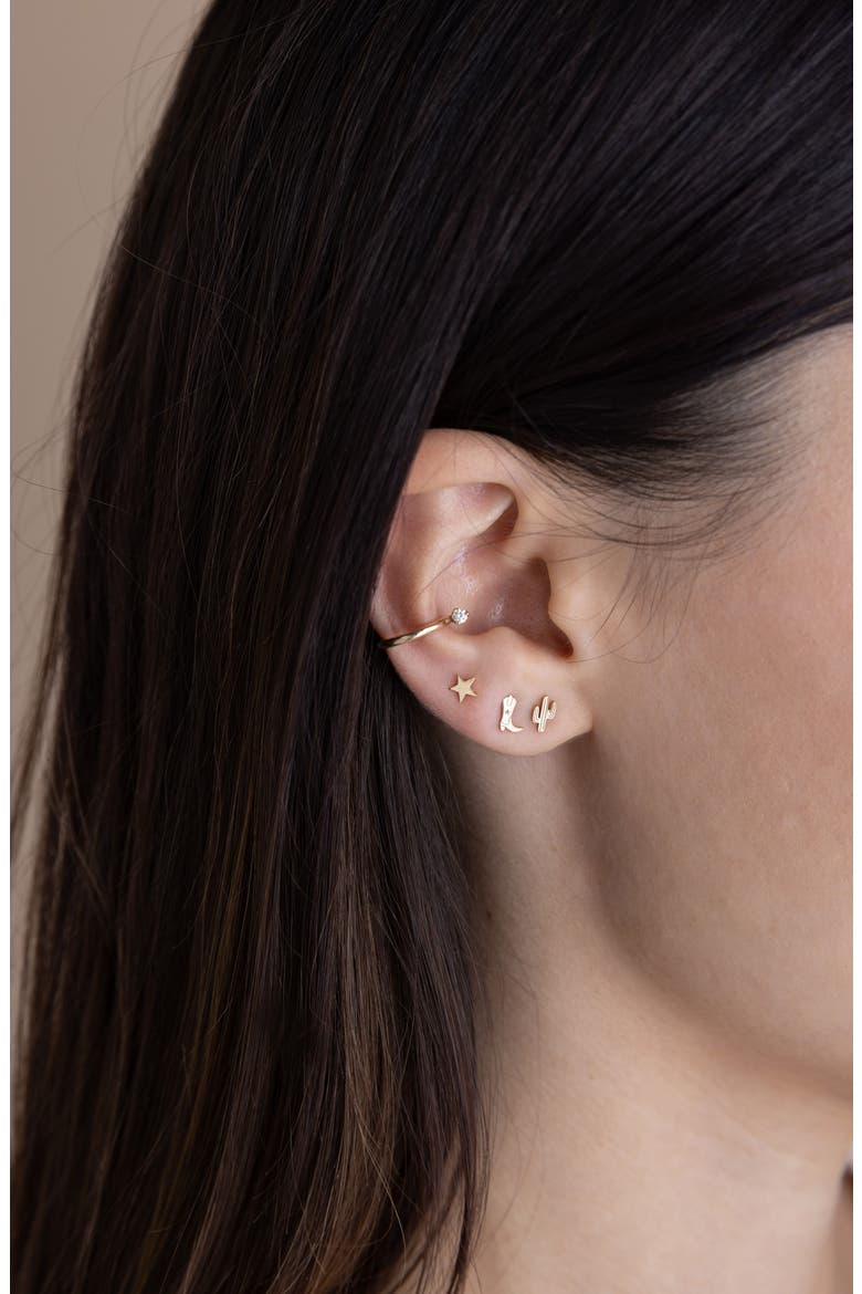 Prong Diamond Ear Cuff, Alternate, color, 14K YELLOW GOLD