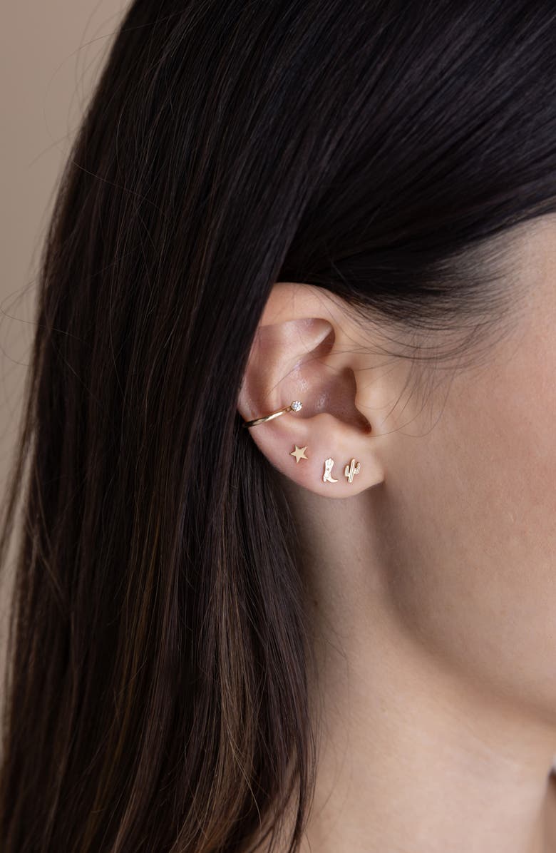 Zoë Chicco Prong Diamond Ear Cuff, Alternate, color, 14K Yellow Gold