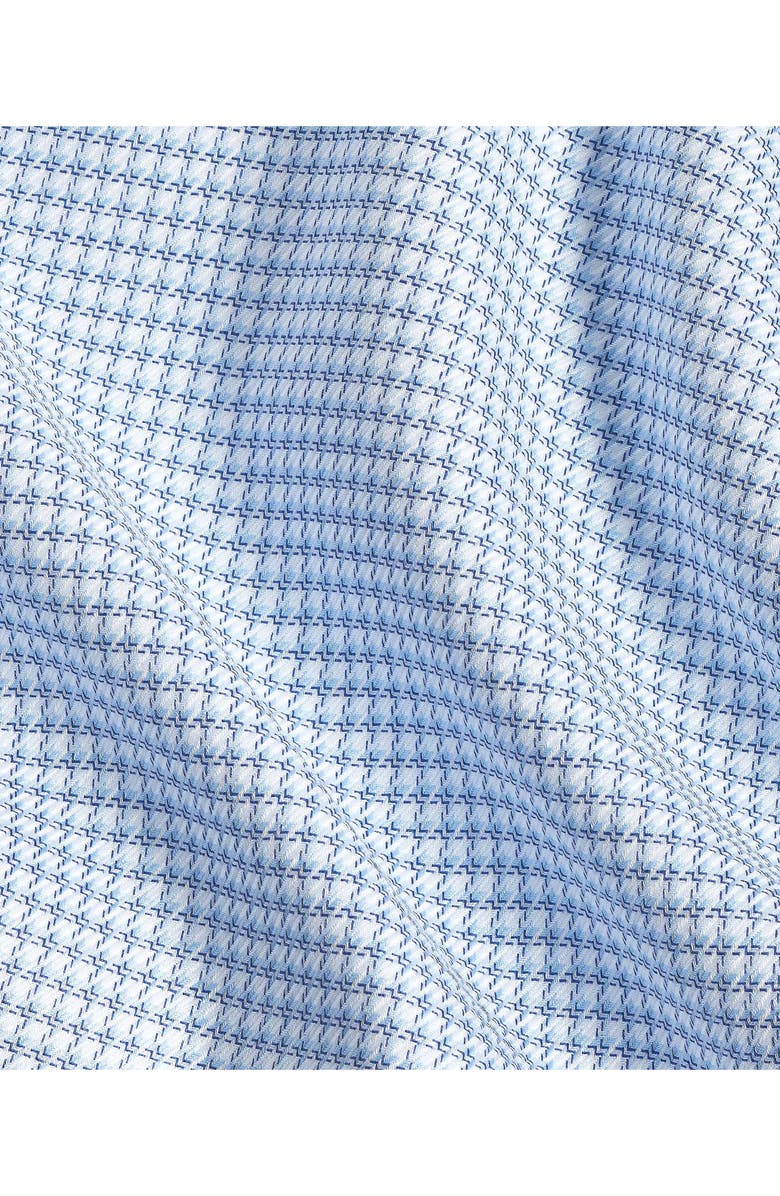 David Donahue Trim Fit Light Blue Microcheck Cotton Dobby Dress Shirt, Alternate, color, White/ Sky