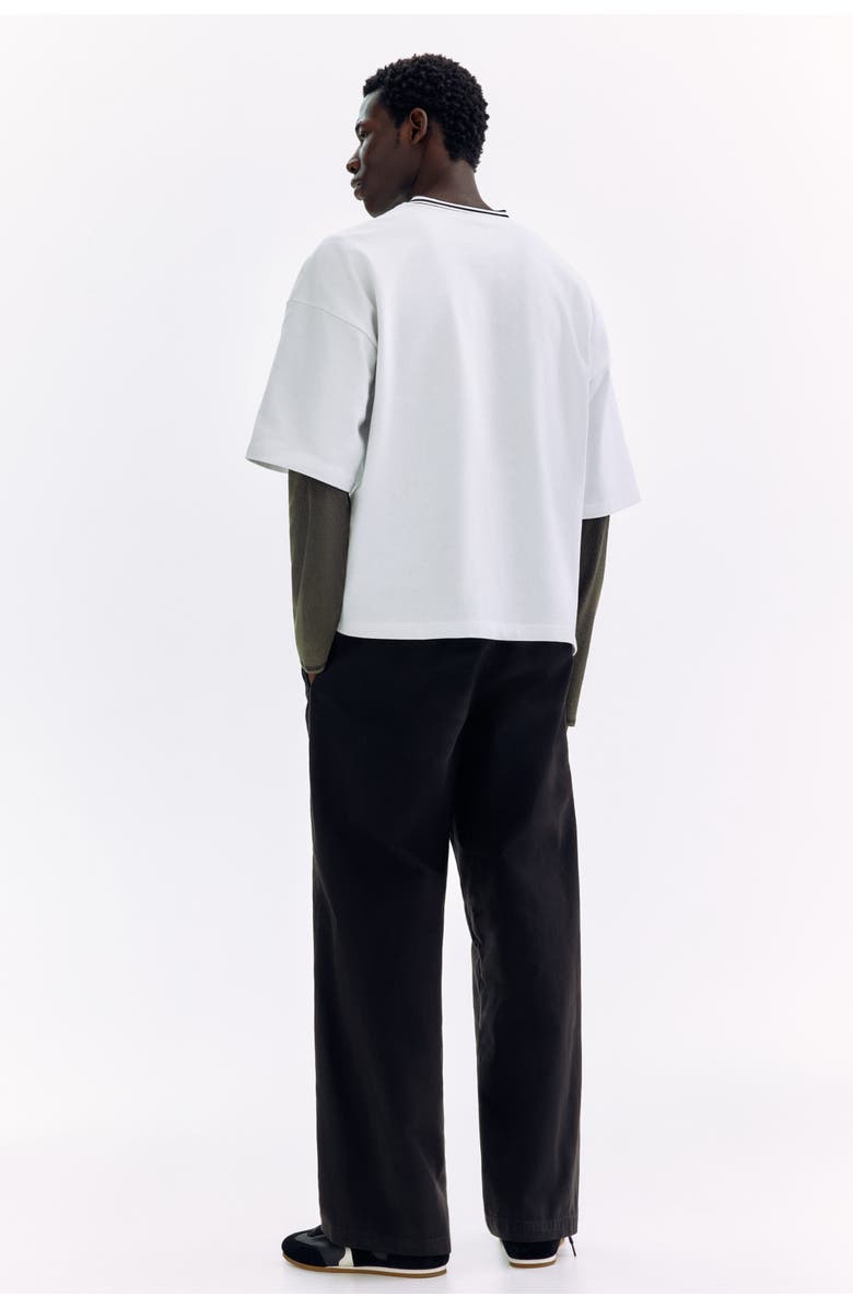 H&M Relaxed Fit Twisted Trousers, Alternate, color, Black