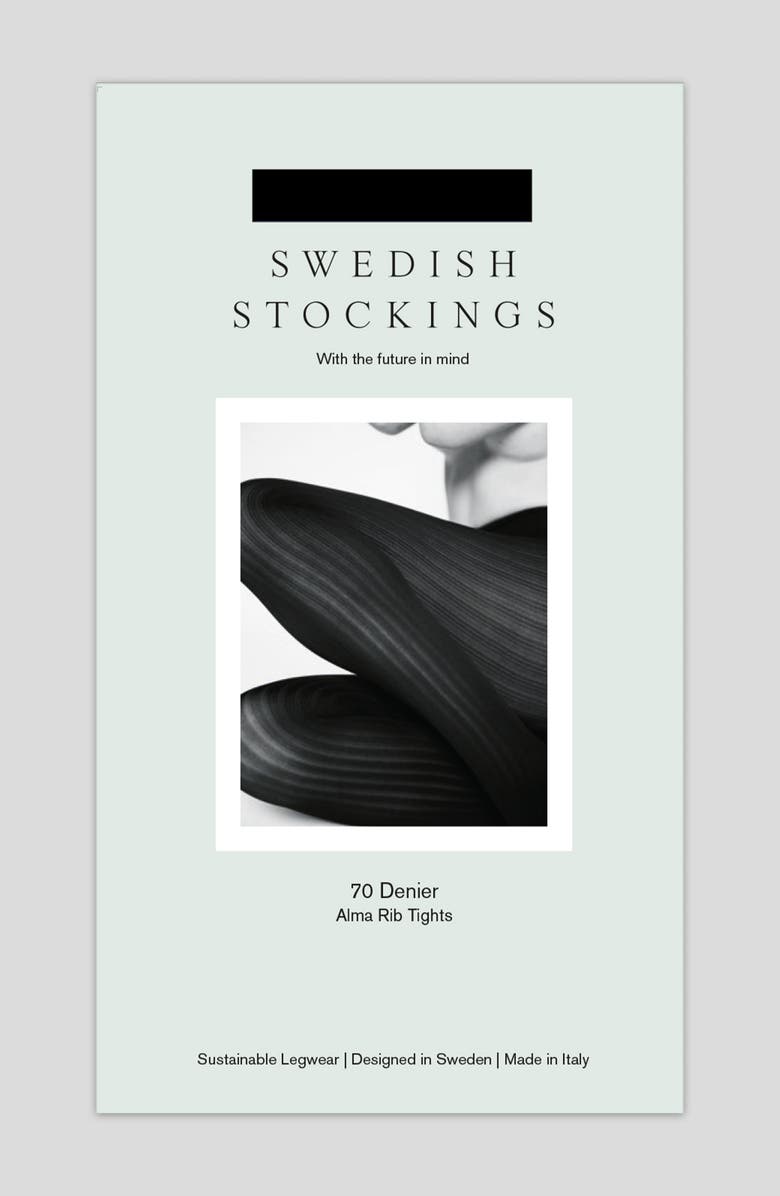 Swedish Stockings Alma Rib Tights, Alternate, color, Black