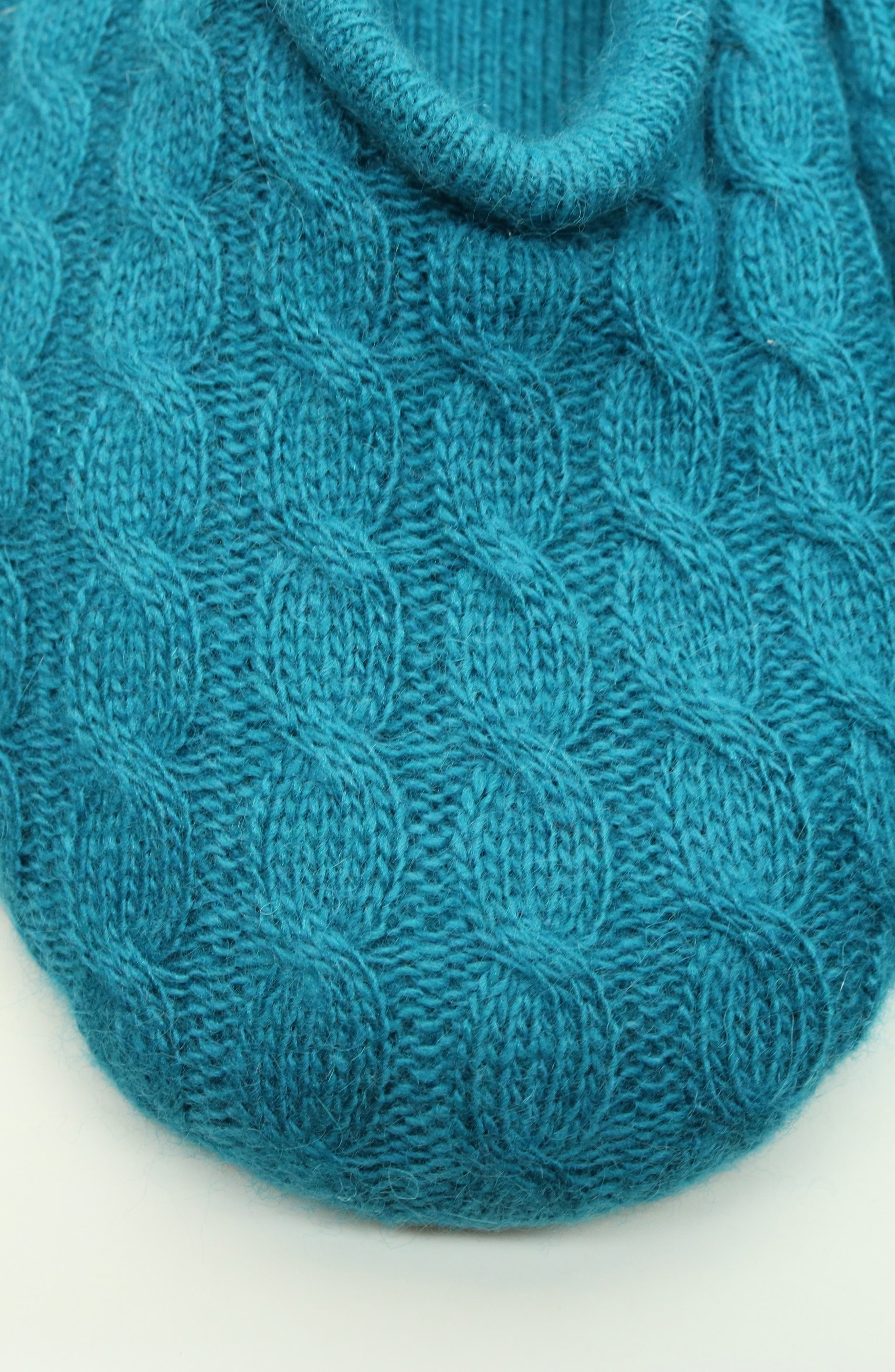 Mini Cable Knit Slippers, Alternate, color, TEAL