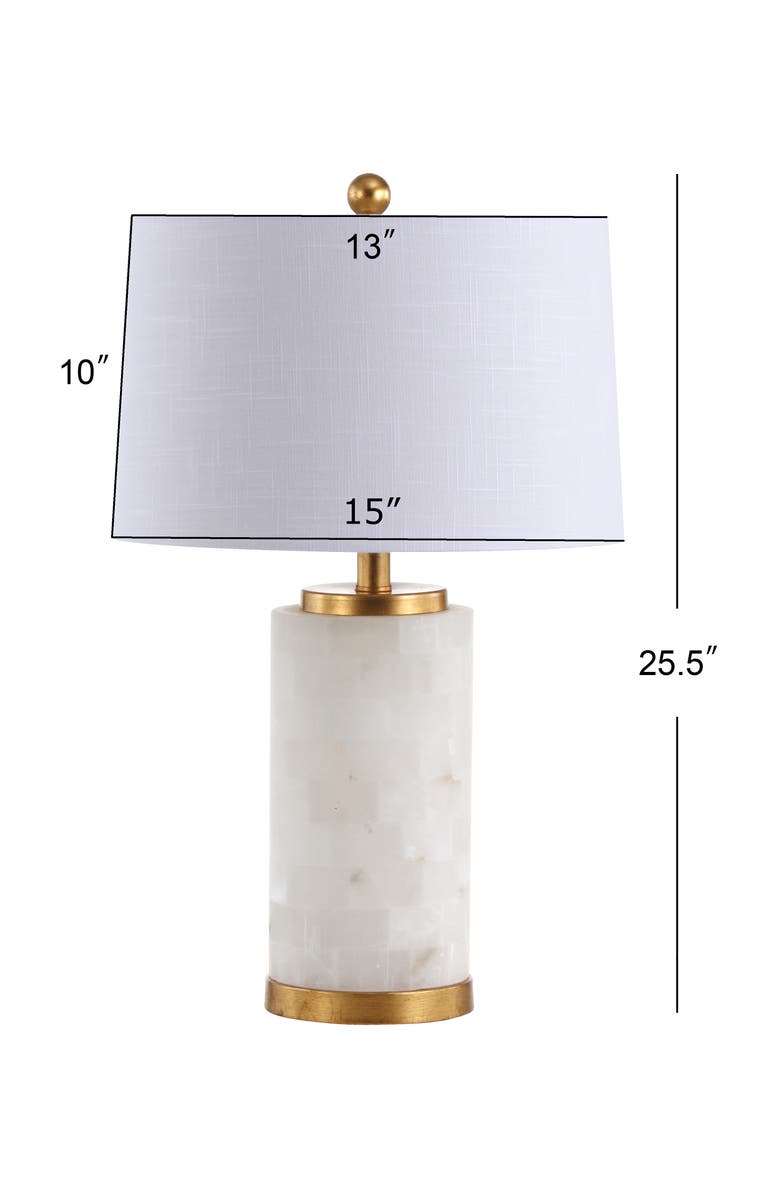 JONATHAN Y Eliza 25.5" Alabaster LED Table Lamp, White/Gold Leaf, Alternate, color,