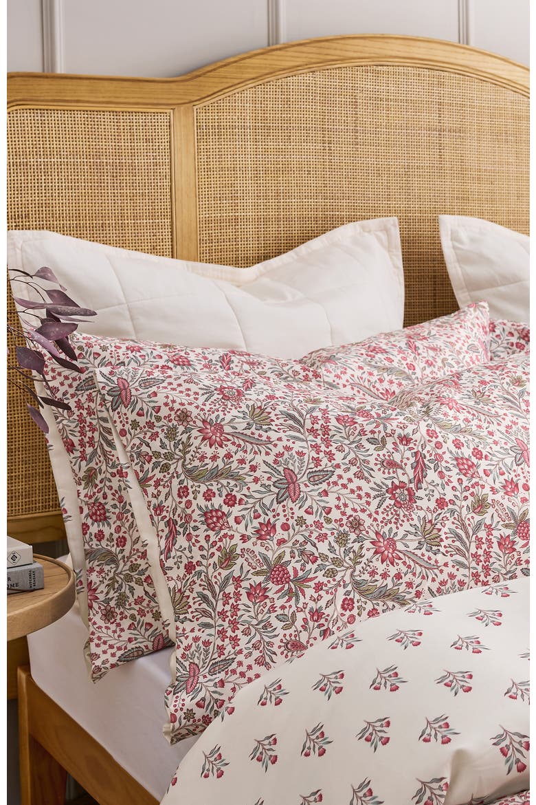 Newstead Luxury Cotton Sateen Reversible Floral Pillowcase Pairs, Alternate, color, Mulberry