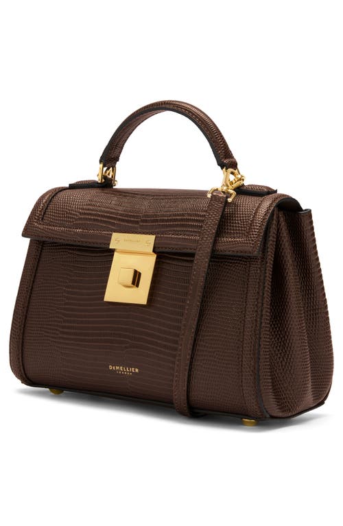 Demellier Paris Lizard Embossed Leather Top Handle Bag In Burgundy