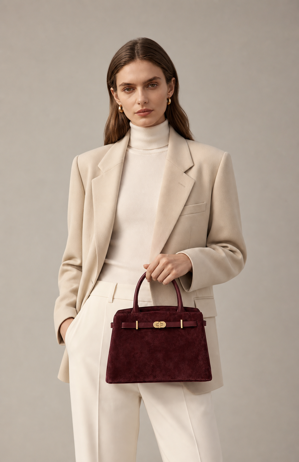 Kensington Genuine Suede Leather Top Handle Bag, Alternate, color, Brown