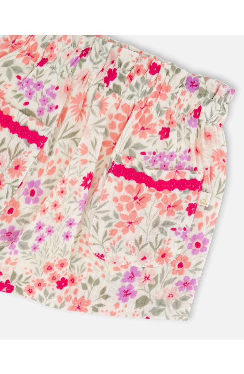 Deux par Deux Muslin Flared Printed Flowers Skort, Alternate, color, Off White Printed Flowers