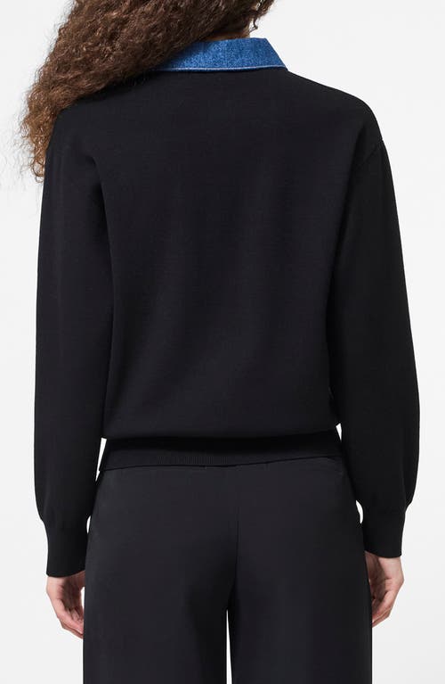 French Connection Contrast Collar Sweater In Black