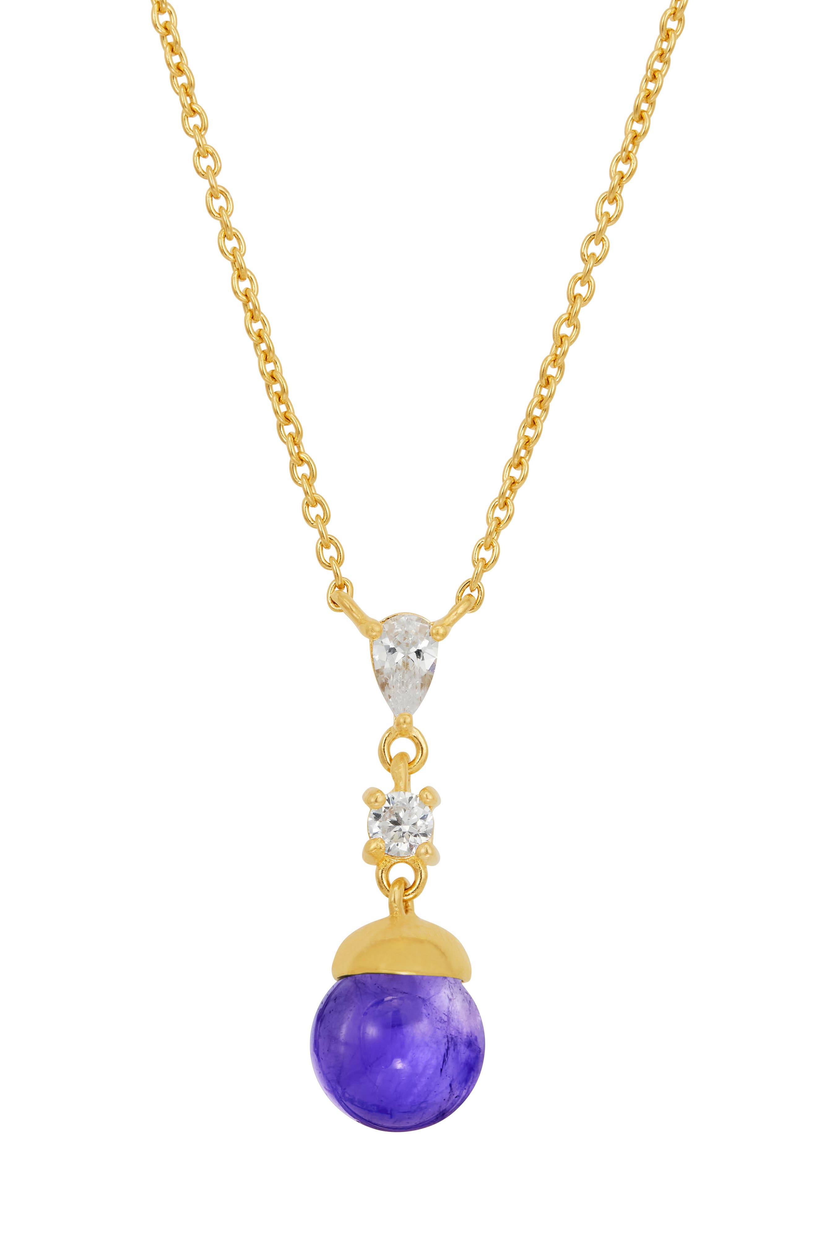 SAVVY CIE JEWELS Amethyst Ball Drop Pendant Necklace