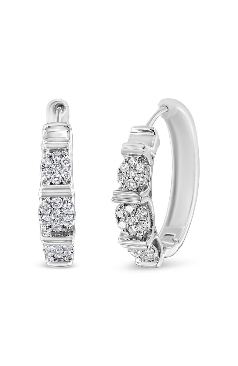 Haus of Brilliance Silver 1/2 Ct Lab Grown Round Diamond Floral Cluster Hoop Earrings, Alternate, color, White