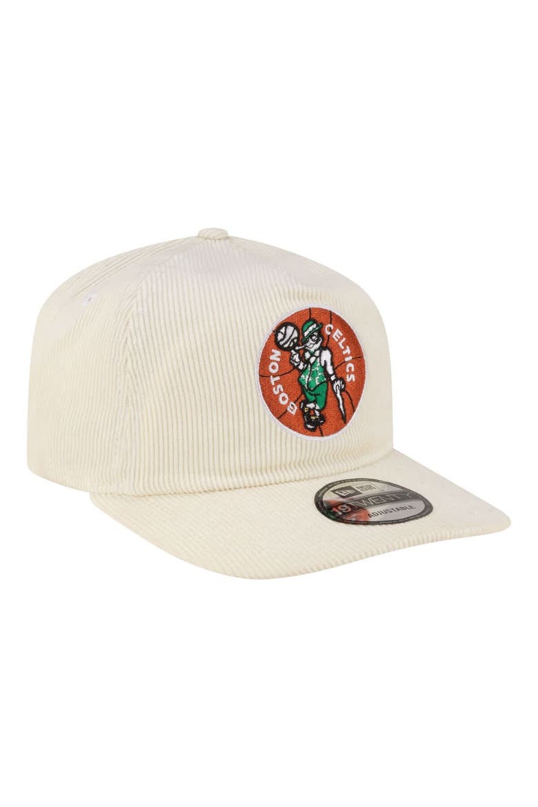 Men's New Era  White Boston Celtics 19TWENTY 80s Chrome Corduroy Adjustable Hat, Alternate, color, White
