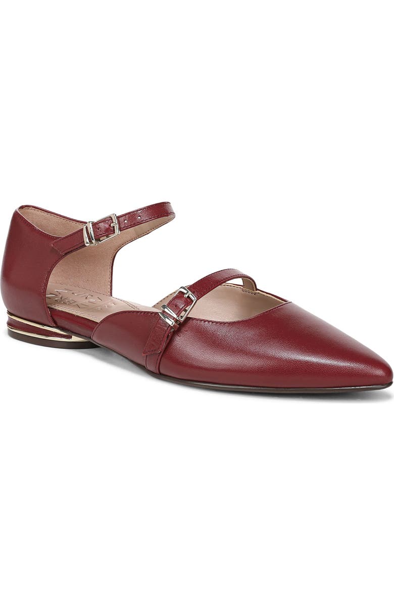 Naturalizer Harmony Ankle Strap Pointed Toe Flat, Main, color, Cranberry Red