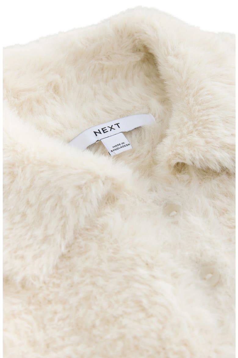 Fluffy Faux Fur Collared Shirt, Alternate, color, ECRU