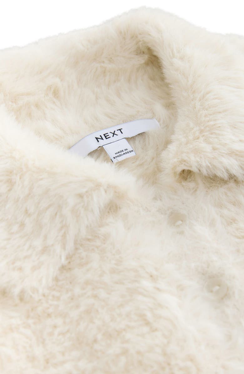 NEXT Fluffy Faux Fur Collared Shirt, Alternate, color, Ecru