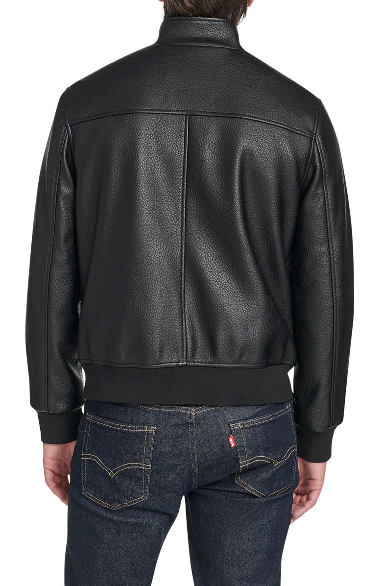 Cole Haan Signature Faux Leather Bomber Jacket, Alternate, color, Black