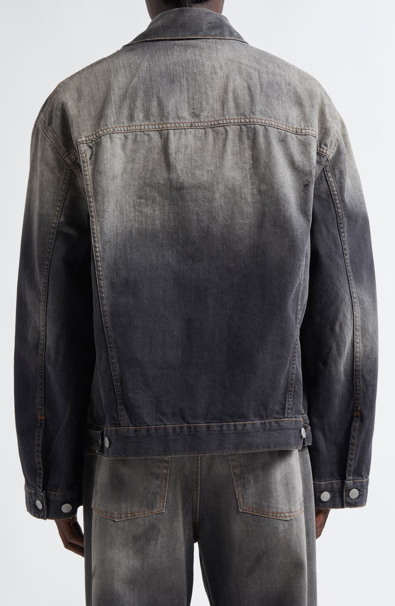 Acne Studios Oversize Paint Smudged Denim Jacket, Alternate, color, Black