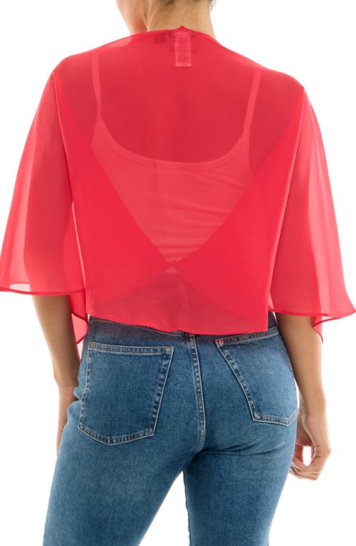 Nina Leonard Chiffon Capelet In Cherry