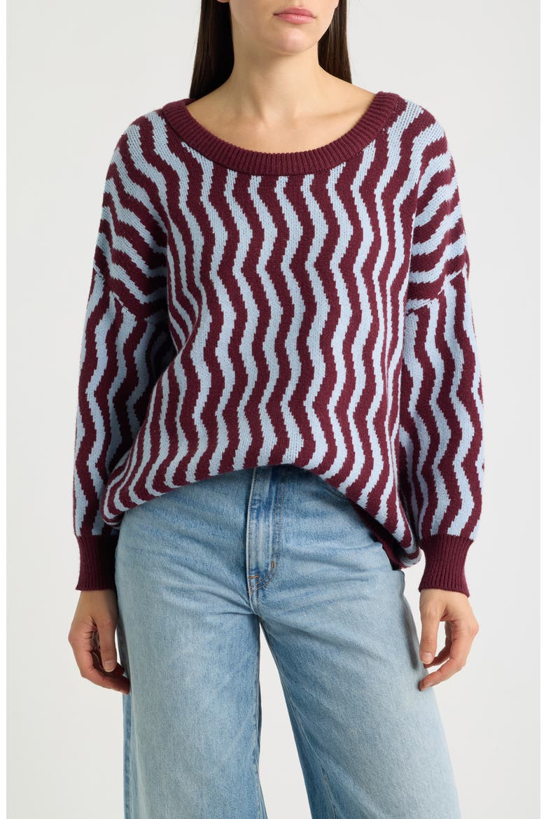 Vertical Squiggle Pullover, Main, color, BORDEAUX