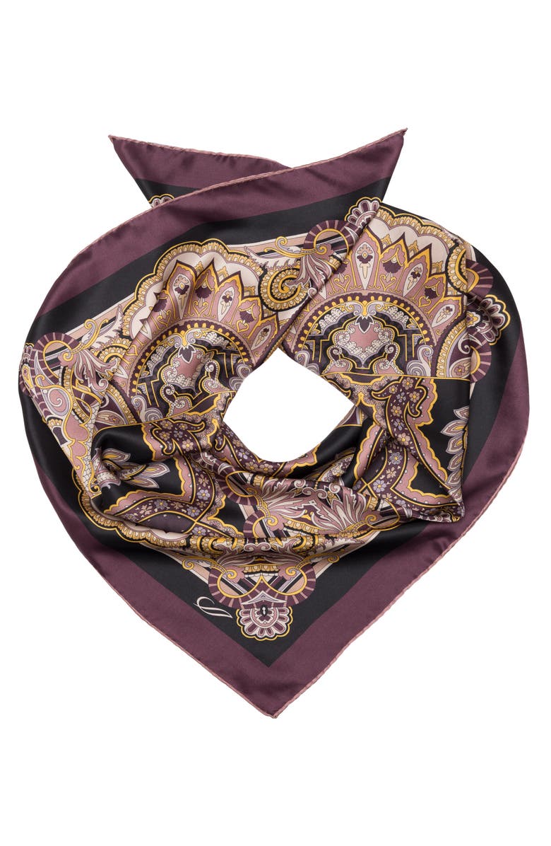 Elizabetta Malta - Hand Rolled Silk Foulard for Women, Main, color, Plum